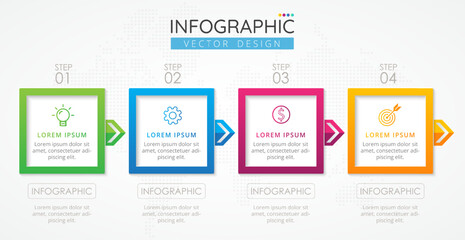 Infographic design template with icons and 4 options or steps for presentations banner, workflow layout, process diagram, flow chart, info graph. Vector Infographics for business concept.