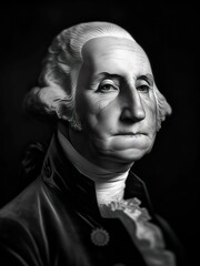 Monochrome Majesty: George Washington Unveiled in Timeless Splendor - A Digital AI Portrait of the USA's First President - obrazy, fototapety, plakaty