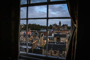 Fototapeta premium Window View of Edinburgh Cityscape - Scotland