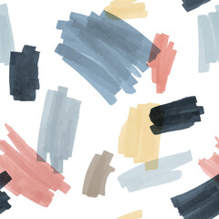 Seamless modern pattern with color hand drawn stains