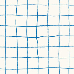 Seamless hand drawn pattern with blue hand drawn lines