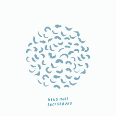 Abstract round element with blue paint strokes