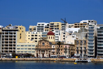 Skyline of the Town Sliema on the Island Malta
