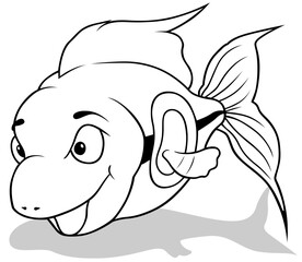 Fototapeta premium Drawing of a Smiling Barrier Fish