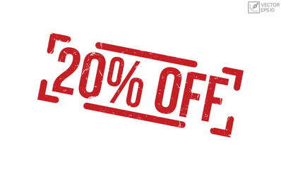 20% Off grunge rubber stamp on white background. 20% Off Rubber Stamp.