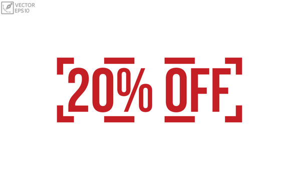 20% Off red rubber stamp on white background. 20% Off Rubber Stamp.