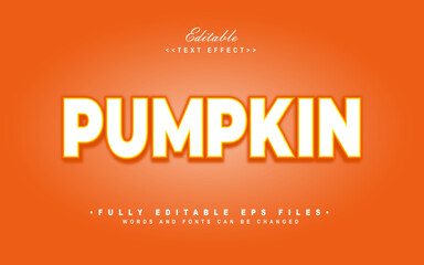 editable 3d pumpkin text effect in white and orange gradient background.typhography logo