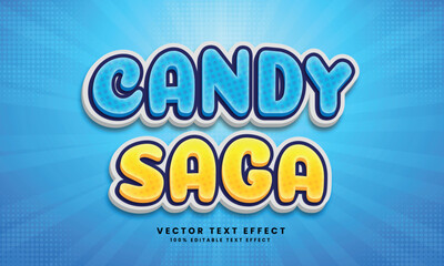 Candy Saga 3d Vector editable text effect with background
