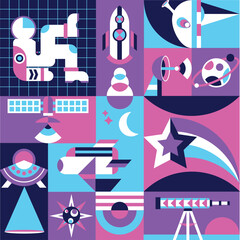 illustration vector graphic of activity in outer space © made_by_jarot
