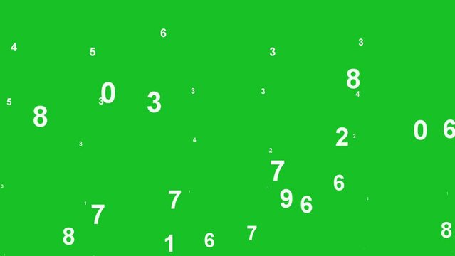 Number falling on green screen background motion graphic effects.