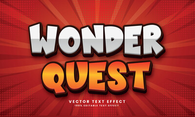 Wonder Quest 3d Vector editable text effect with background