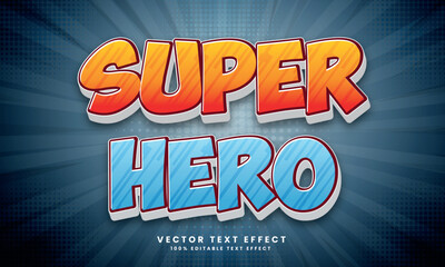 Naklejka na ściany i meble Super Hero 3d Vector editable text effect with background