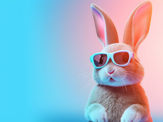 Fototapeta na wymiar Head and shoulder portrait of adorable rabbit with eyeglasses. 