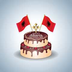 Flag Albania National Day with a Cake .Background transparent