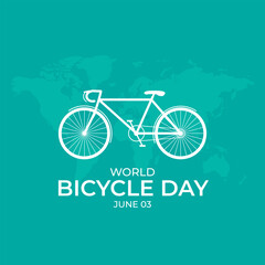 World Bicycle Day June 3 Background Vector Illustration Bike silhouette isolated on a green background.