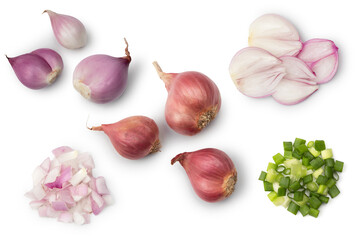 red onion with ingredients on white