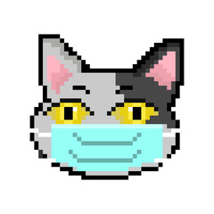 Obraz premium pixel art cat wearing mask