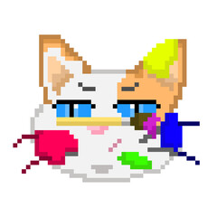 pixel art painter cat