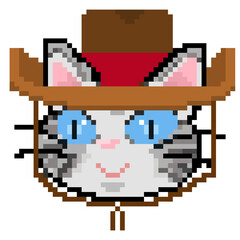 pixel art cowboy cat