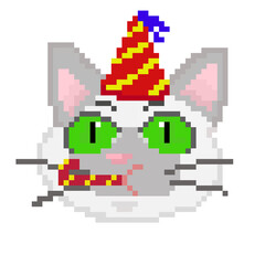 pixel art party cat