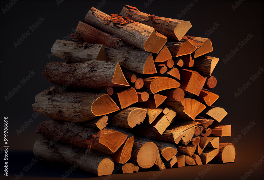 Aufkleber a stack of firewood, ready to be used for cozy autumn nights.: generative ai technology..