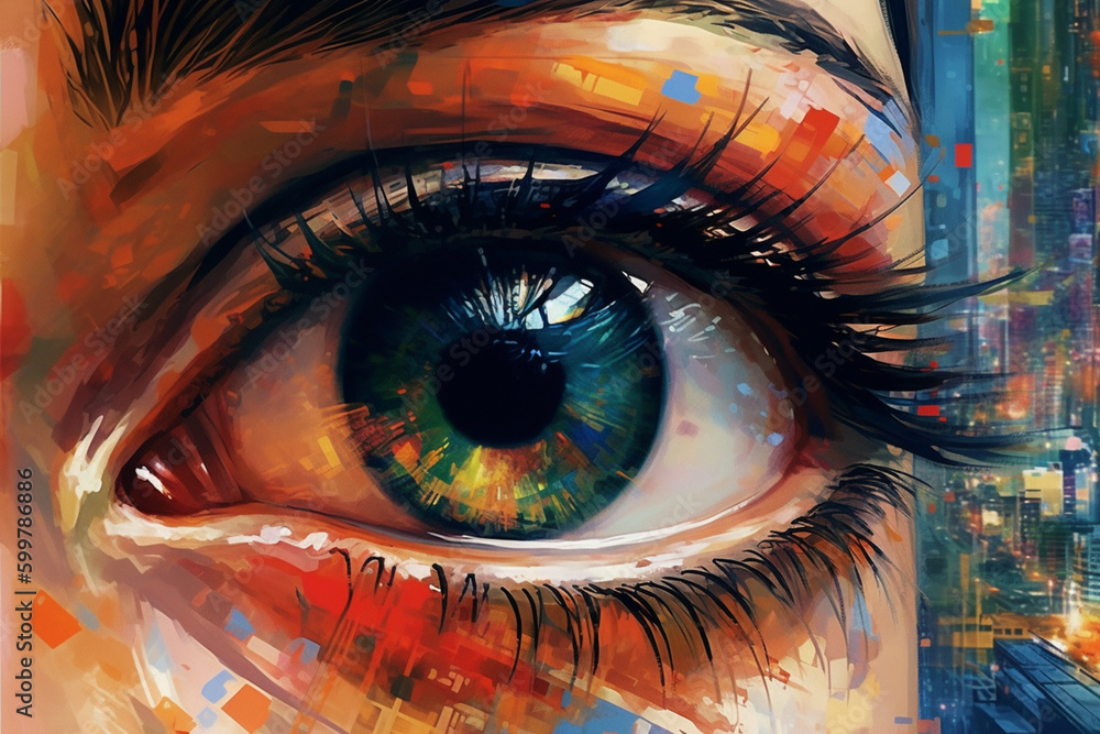 Aufkleber eye in the eye generative ai technology..