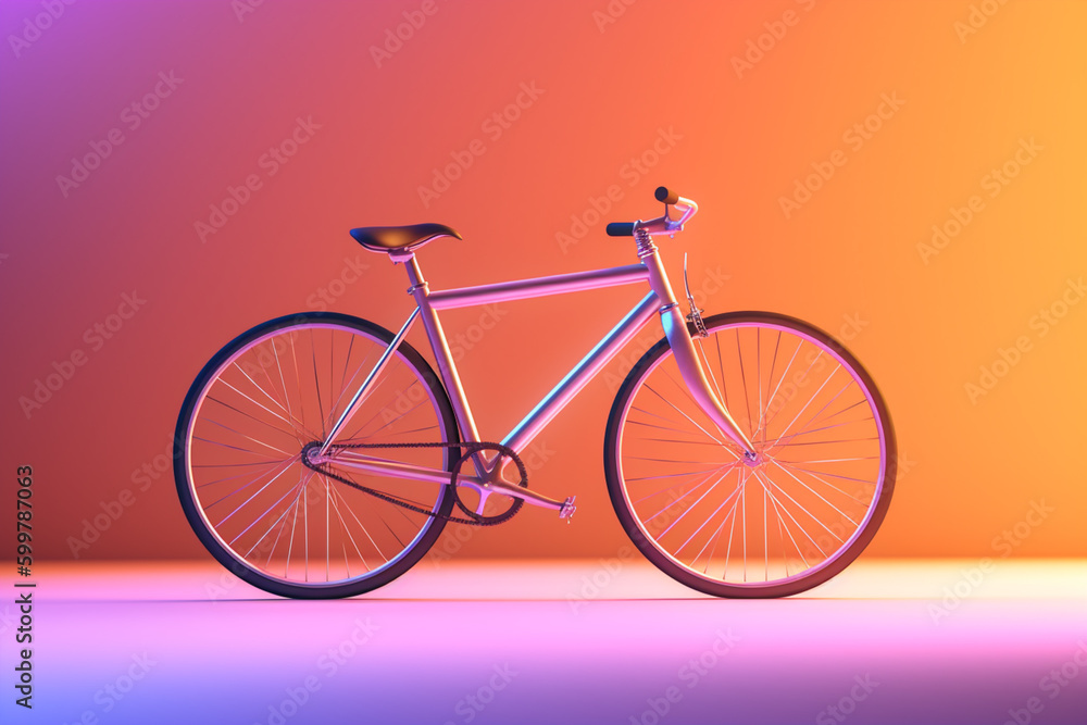 Aufkleber A minimalist digital artwork featuring a bicycle in motion against a gradient background.  Generative AI technology..