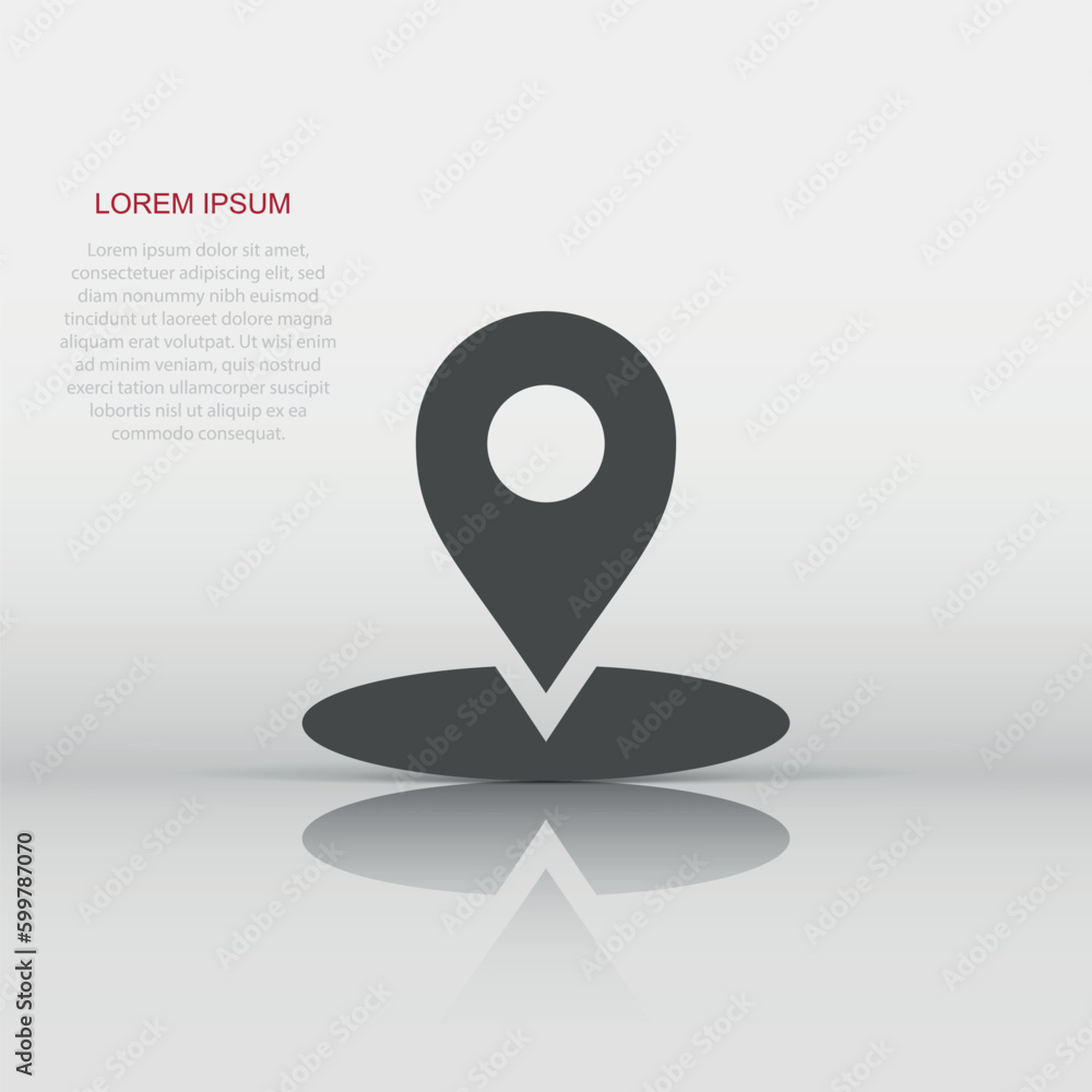 Poster map pointer in flat style. gps navigation mark illustration on white isolated background. pointer de
