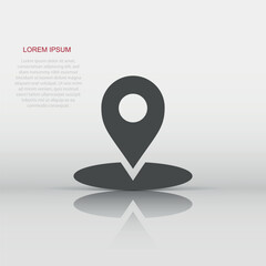 Map pointer in flat style. Gps navigation mark illustration on white isolated background. Pointer destination concept.