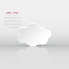 Cloud sky vector icon. Clouds with shadow flat vector illustration. Cartoon bubble business concept pictogram.
