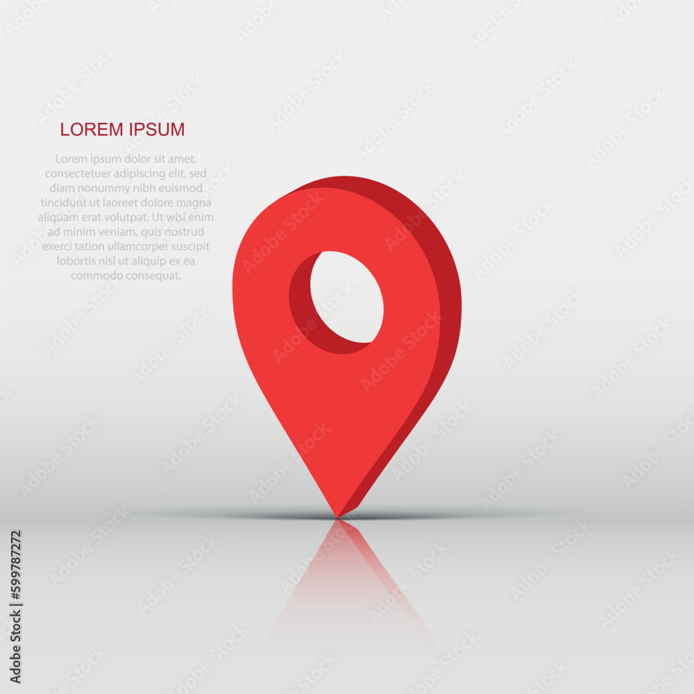 Leinwandbilder 3d map pointer in flat style. gps navigation mark illustration on white isolated background. pointer
