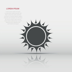 Sun vector icon. Summer sunshine illustration on white isolated background. Sun sunlight concept.