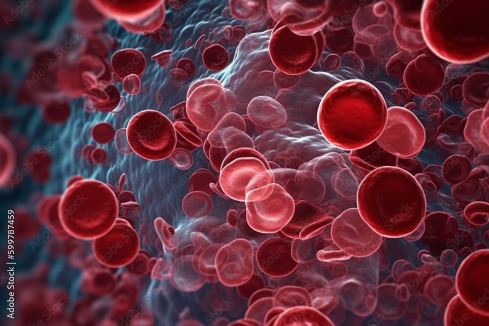 Poster a blood smear, showing the different types of cells present. generative ai technology..