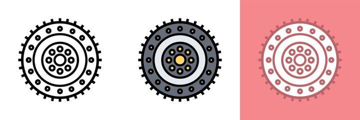 Flywheel Icon, The flywheel icon is commonly used in different industries, such as automotive, manufacturing, and engineering, to represent the function and importance of flywheels.