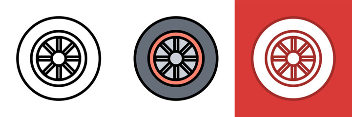 Wheel Icon, the wheel icon is a symbol that represents a vehicle's wheel, which is an essential part of the vehicle's structure.