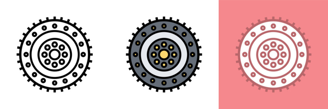 Flywheel Icon, The flywheel icon is commonly used in different industries, such as automotive, manufacturing, and engineering, to represent the function and importance of flywheels.