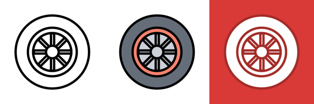 Wheel Icon, the wheel icon is a symbol that represents a vehicle's wheel, which is an essential part of the vehicle's structure.