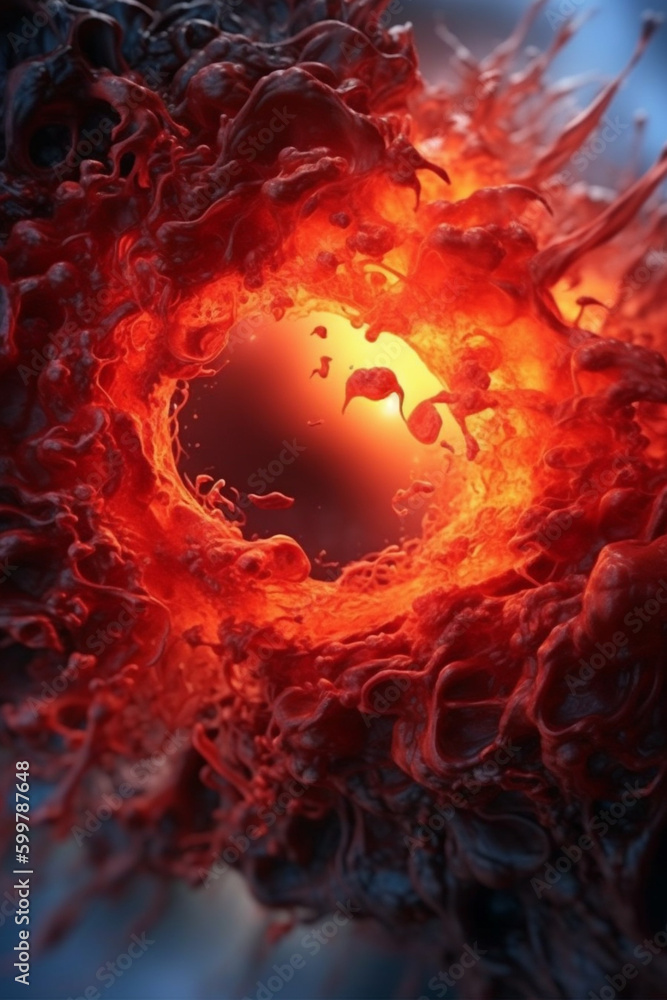 Poster An artistic interpretation of blood cells and plasma forming a mesmerizing spiral. Generative AI technology..