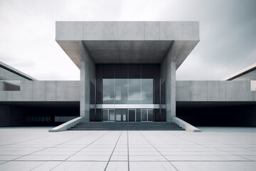 modern minimalistic building ground view, generative ai