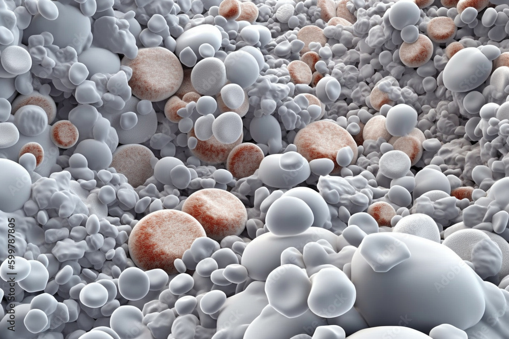 Poster a magnified view of white blood cells, showing their various shapes and sizes. generative ai technol