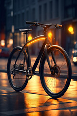 Fototapeta na wymiar An urban commuter bike with fenders, a rear rack, and integrated lights. Generative AI technology..