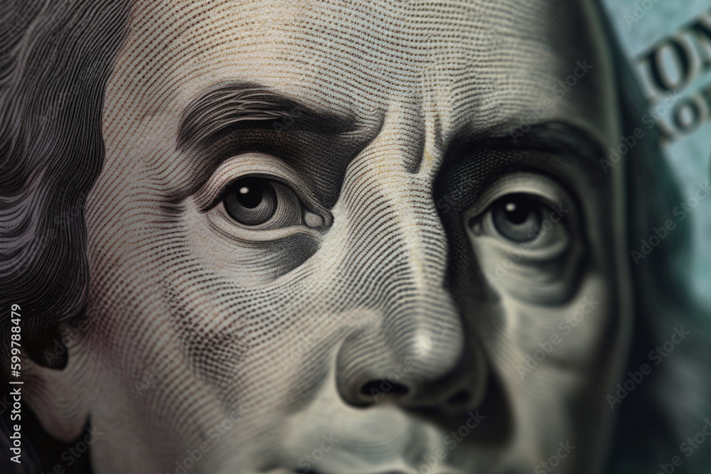 Leinwandbilder a close-up of a two dollar bill, with the portrait of thomas jefferson in focus. generative ai techn