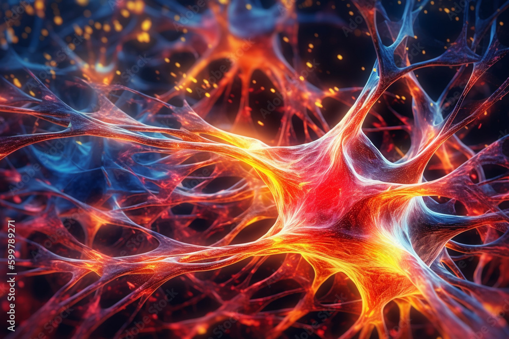 Leinwandbilder a digital illustration of the brain's synapses and neural pathways, with bright colors and an abstra