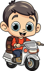 Happy delivery man with scooter character illustration in doodle style