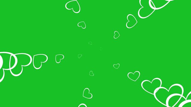 White love shapes extracting on green screen background motion graphic effects.
