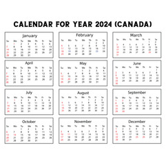 2024 yearly planner or organizer design template, ready for print. Schedule page journal, stationery calendar, corporate planner, 12 month vector illustration