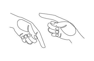 Gestures. Index finger up. The hand is clenched into a fist. Continuous line drawing illustration.