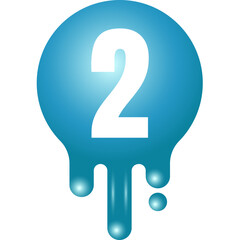 3D Number With Fluid