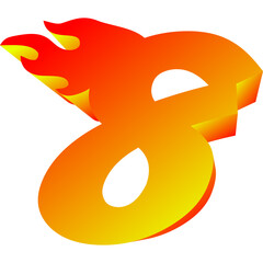 3D Number With Fire