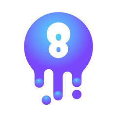 3D Number With Fluid